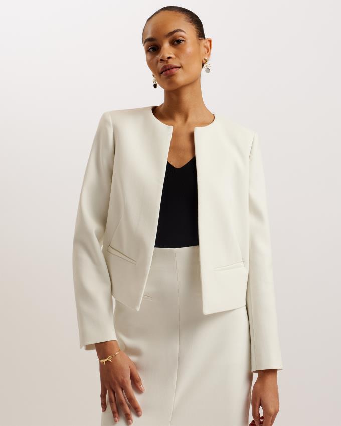 Veste Ted Baker Cropped Tailored Open Blanche Femme | TFN-47193847